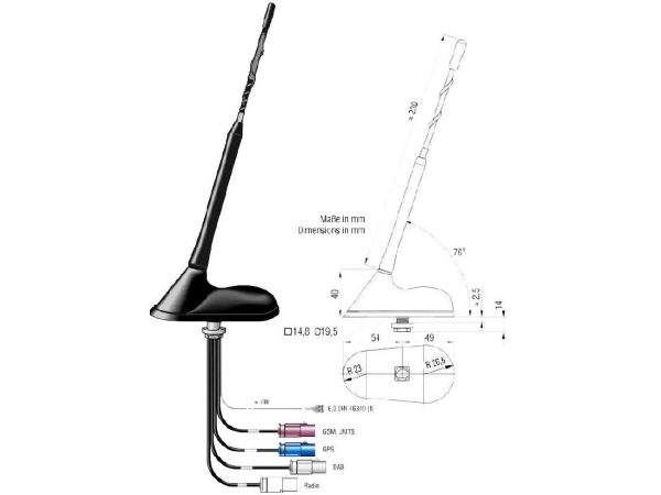 Roof antenna DAB-A-GSM-GPS-a