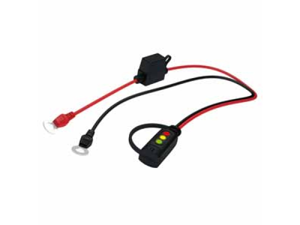 Battery connection cable with LED display with ring cable clamp M6